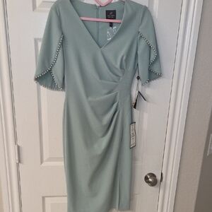 Adrianna Papell Mint Midi Dress with Pearl Details, Size 2, NWT
